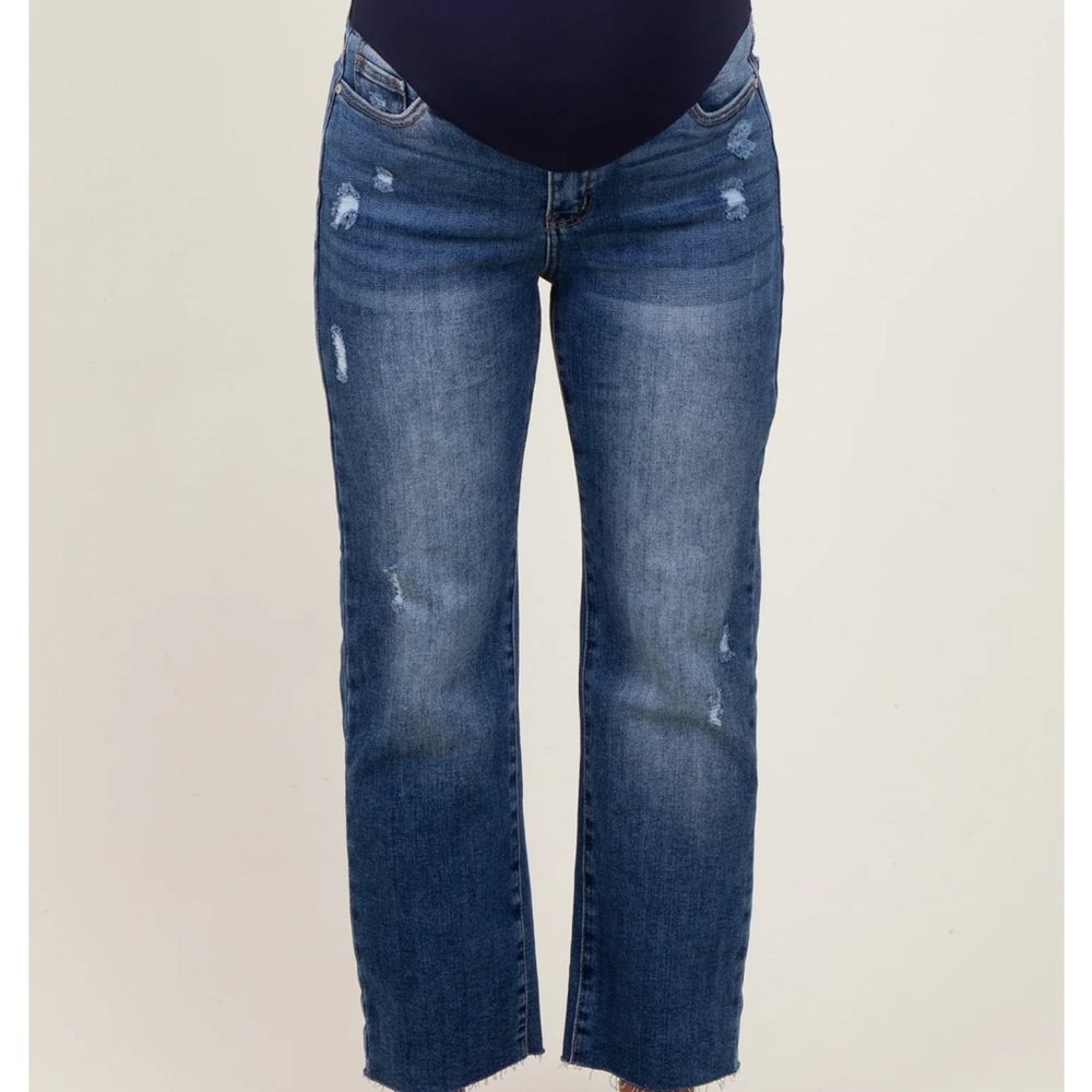 Pinkblush maternity Distressed Blue Straight Leg Jeans